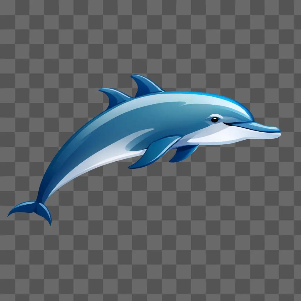 A blue dolphin clipart is floating in the air