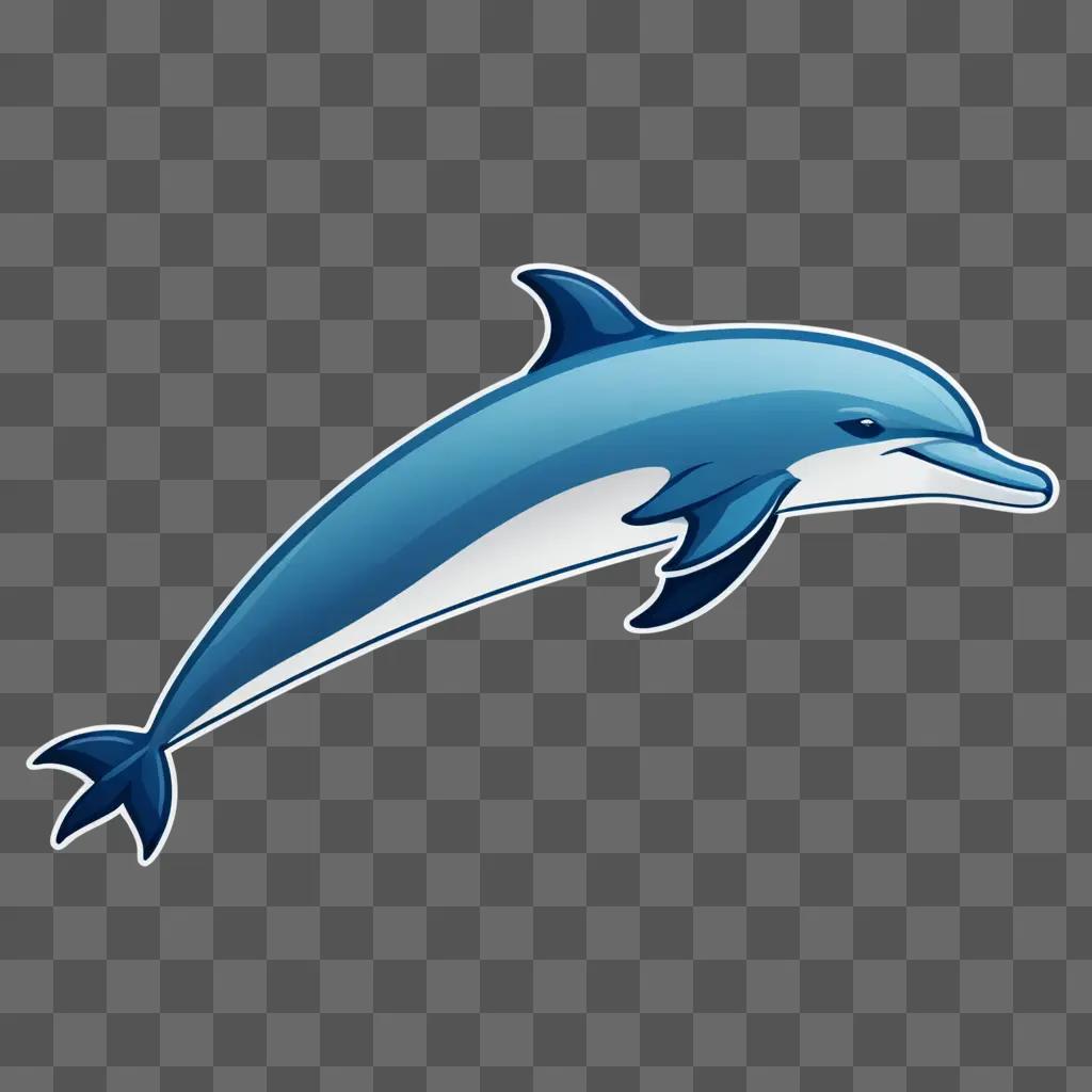 A blue dolphin clipart is lit up in the dark