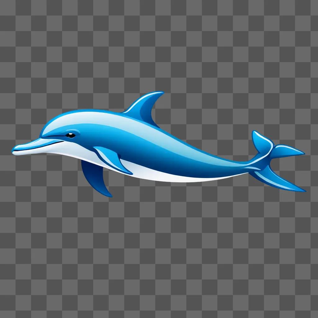 A blue dolphin clipart with a white and blue design