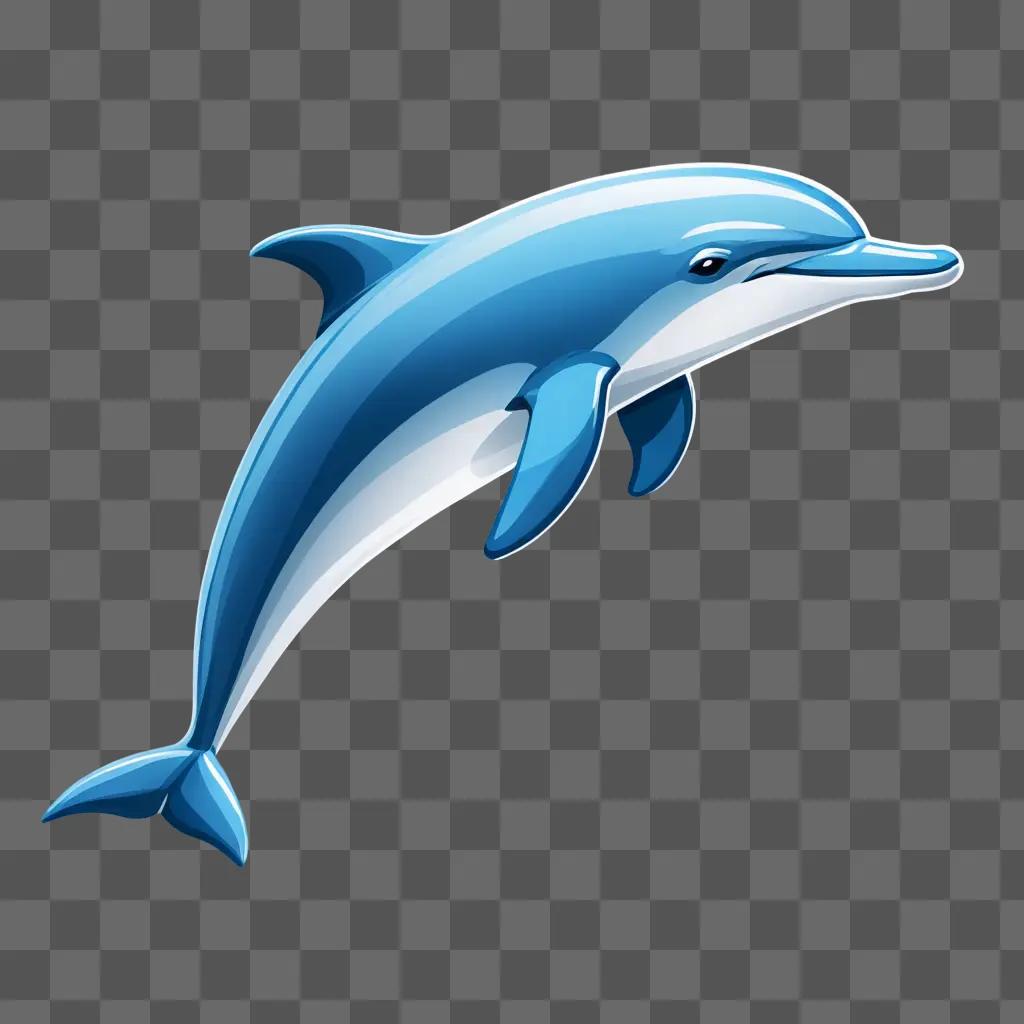 A blue dolphin drawing on a blue background