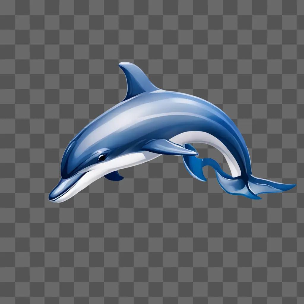 A blue dolphin drawing on a blue background