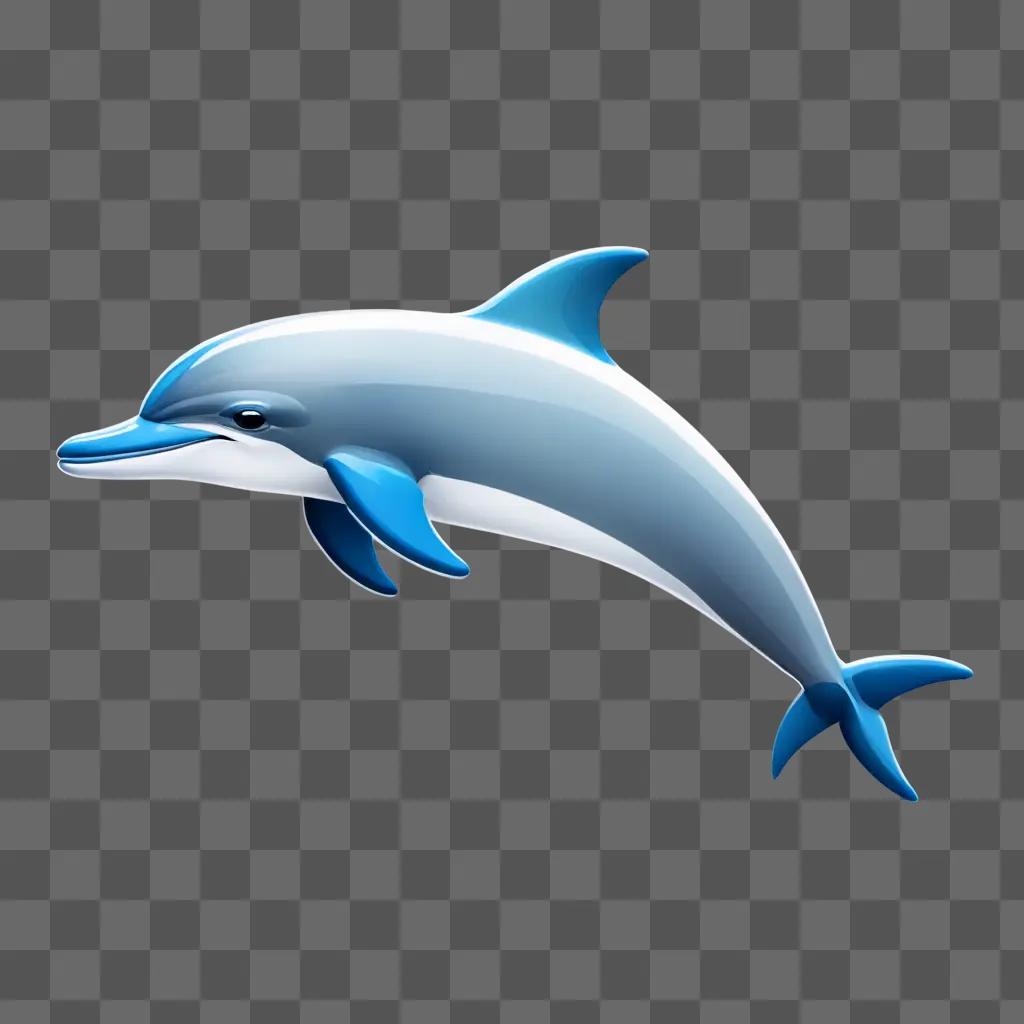 A blue dolphin emoji leaps in the air