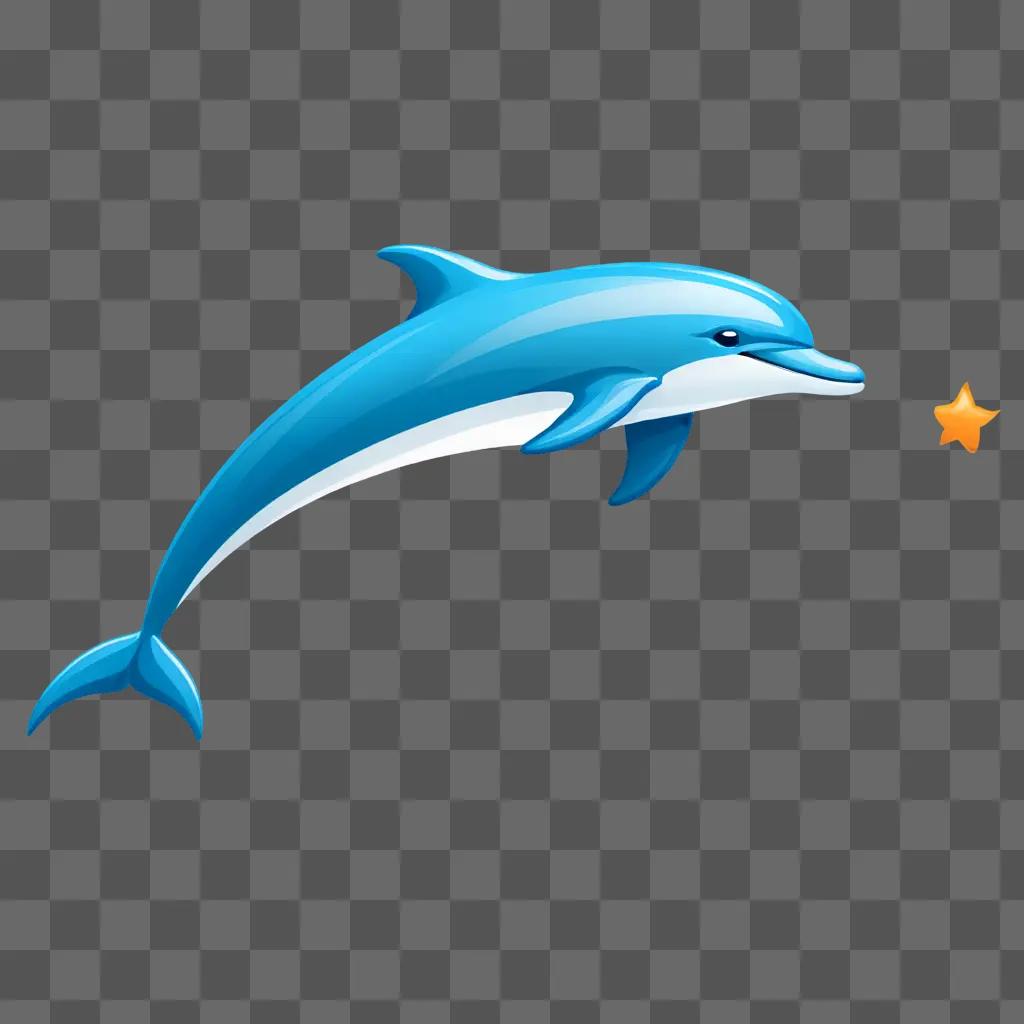 A blue dolphin emoji with a star in the background