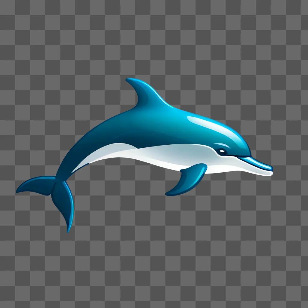 A blue dolphin emoji with a white belly and blue fins