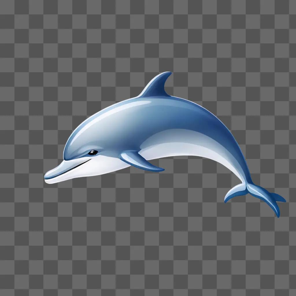 A blue dolphin emoji with a white face and nose