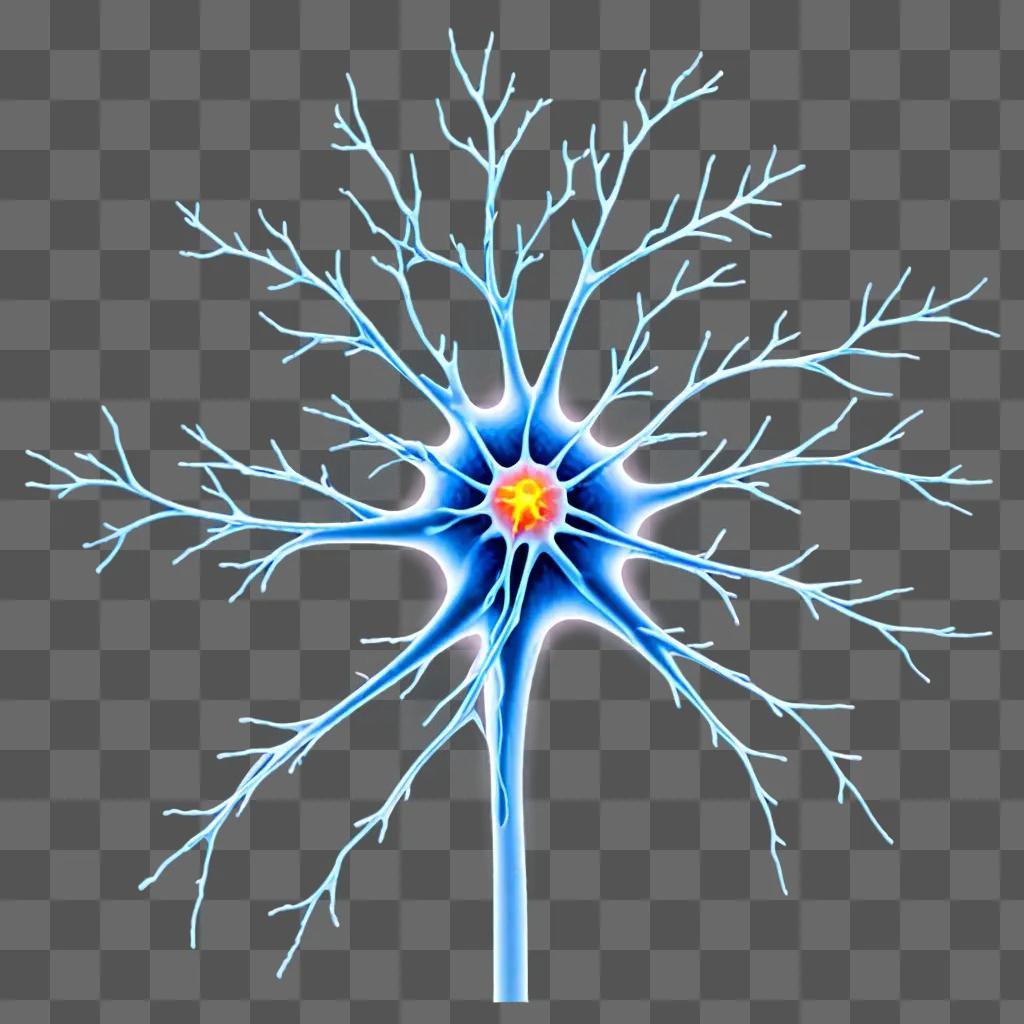 A blue neuron with a red center