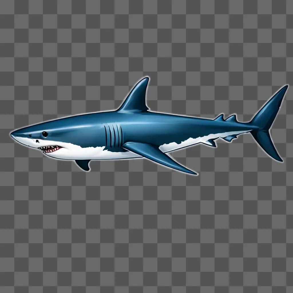 A blue shark drawing against a blue background