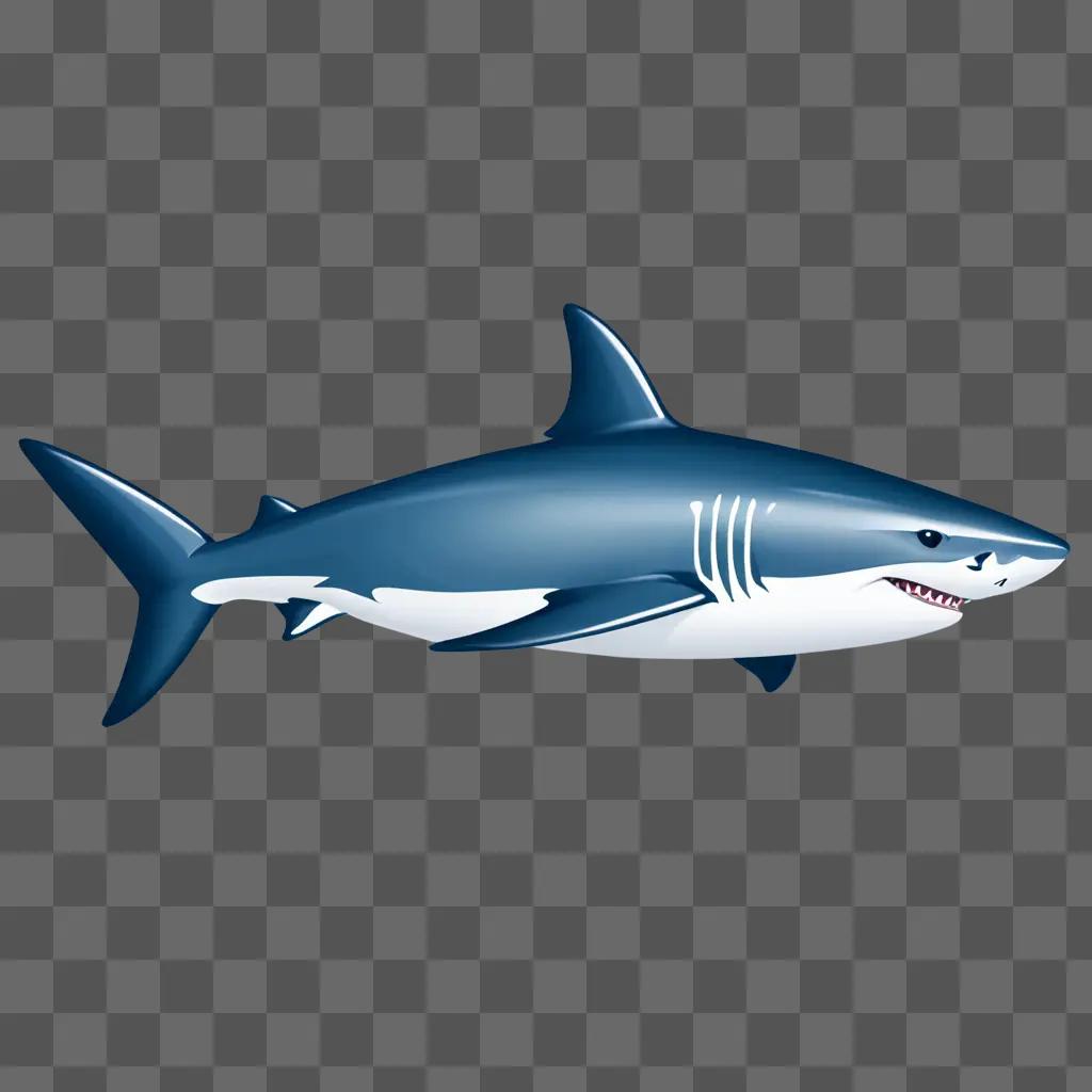 A blue shark drawing with white lines on it