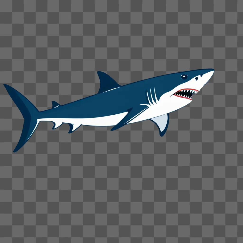 A blue side view of a shark drawing