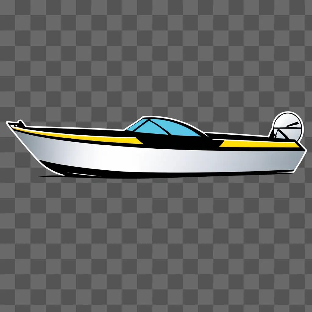 A boat clipart design with blue and yellow accents