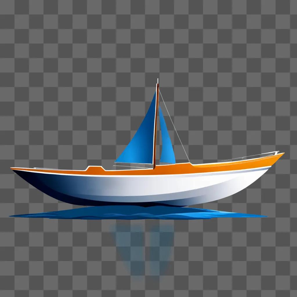 A boat clipart is floating on the water