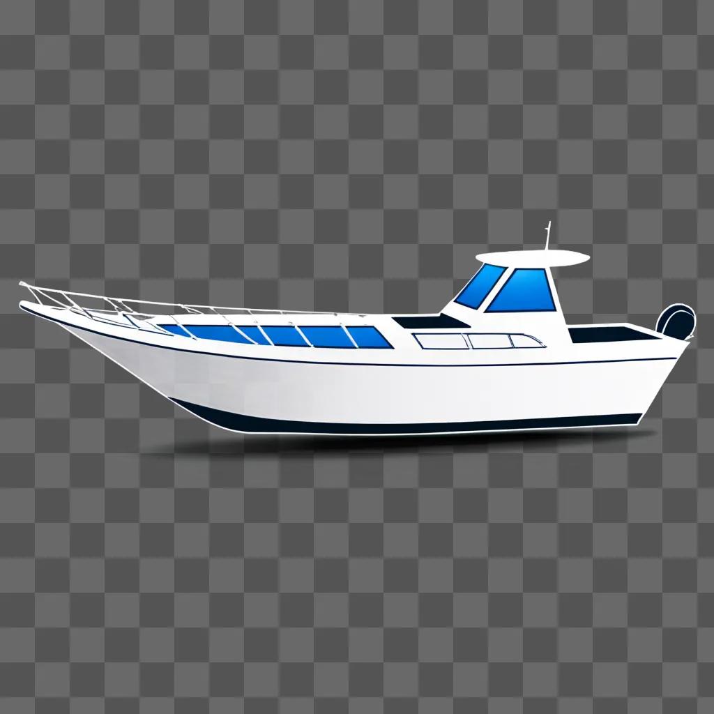 A boat clipart with a blue and white design