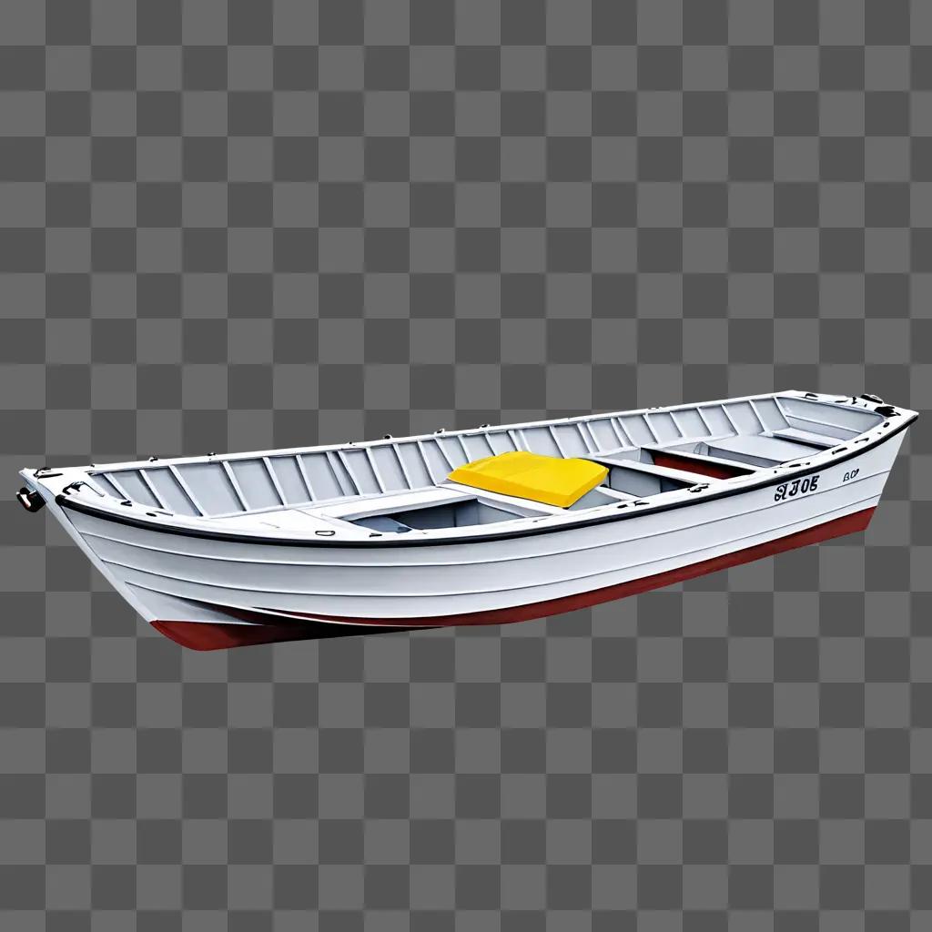 A boat drawing realistic with yellow seat and white top