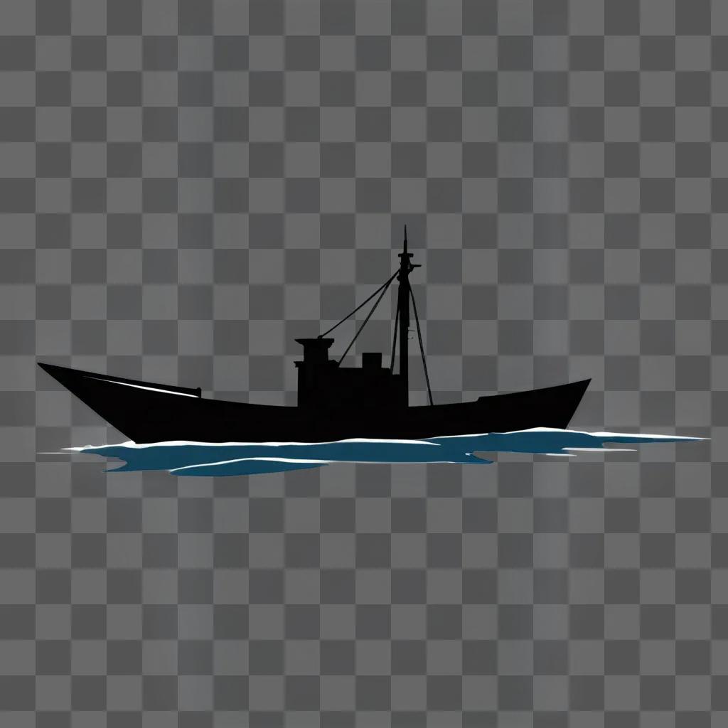 A boat silhouette against a dark background