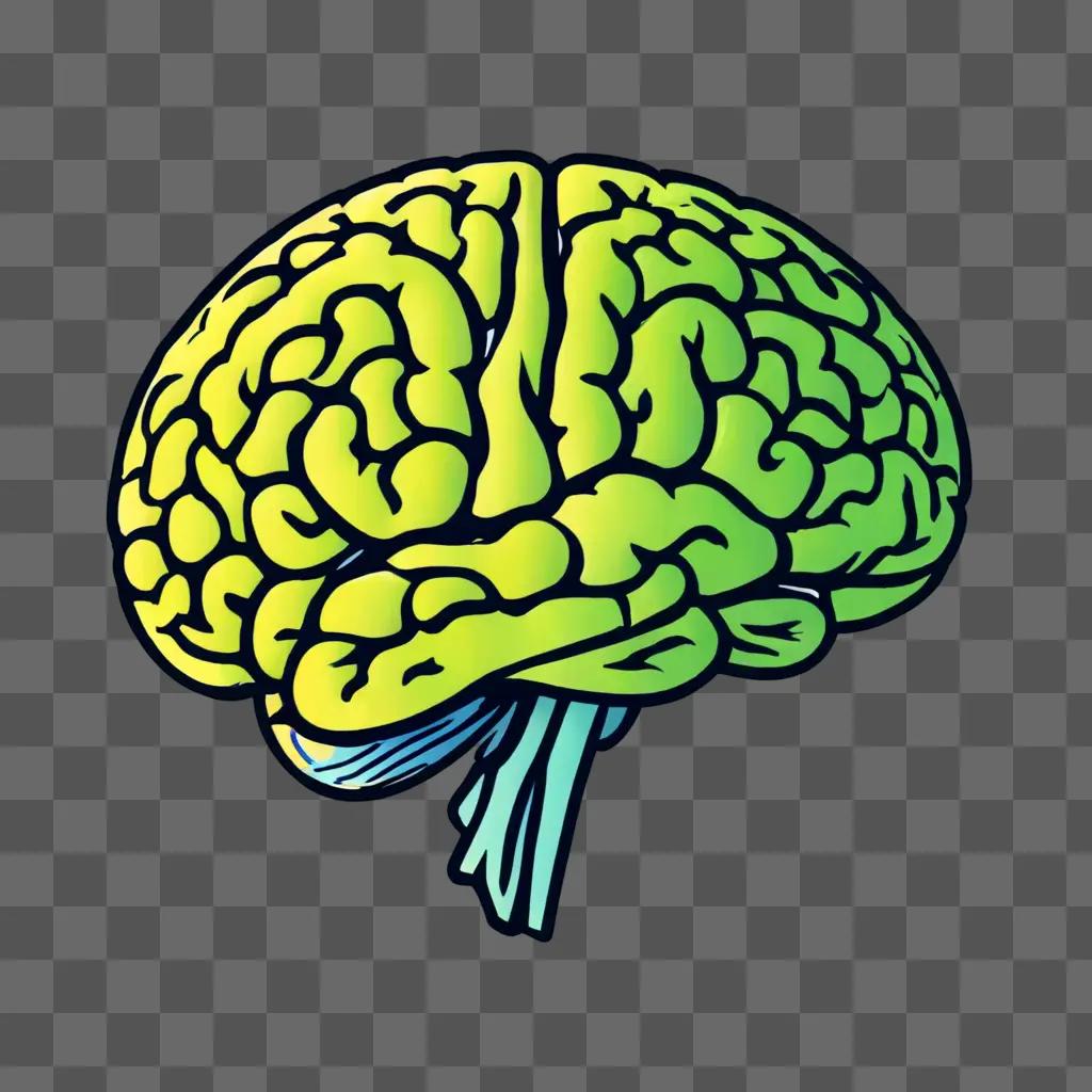 A brain sketch with a green background