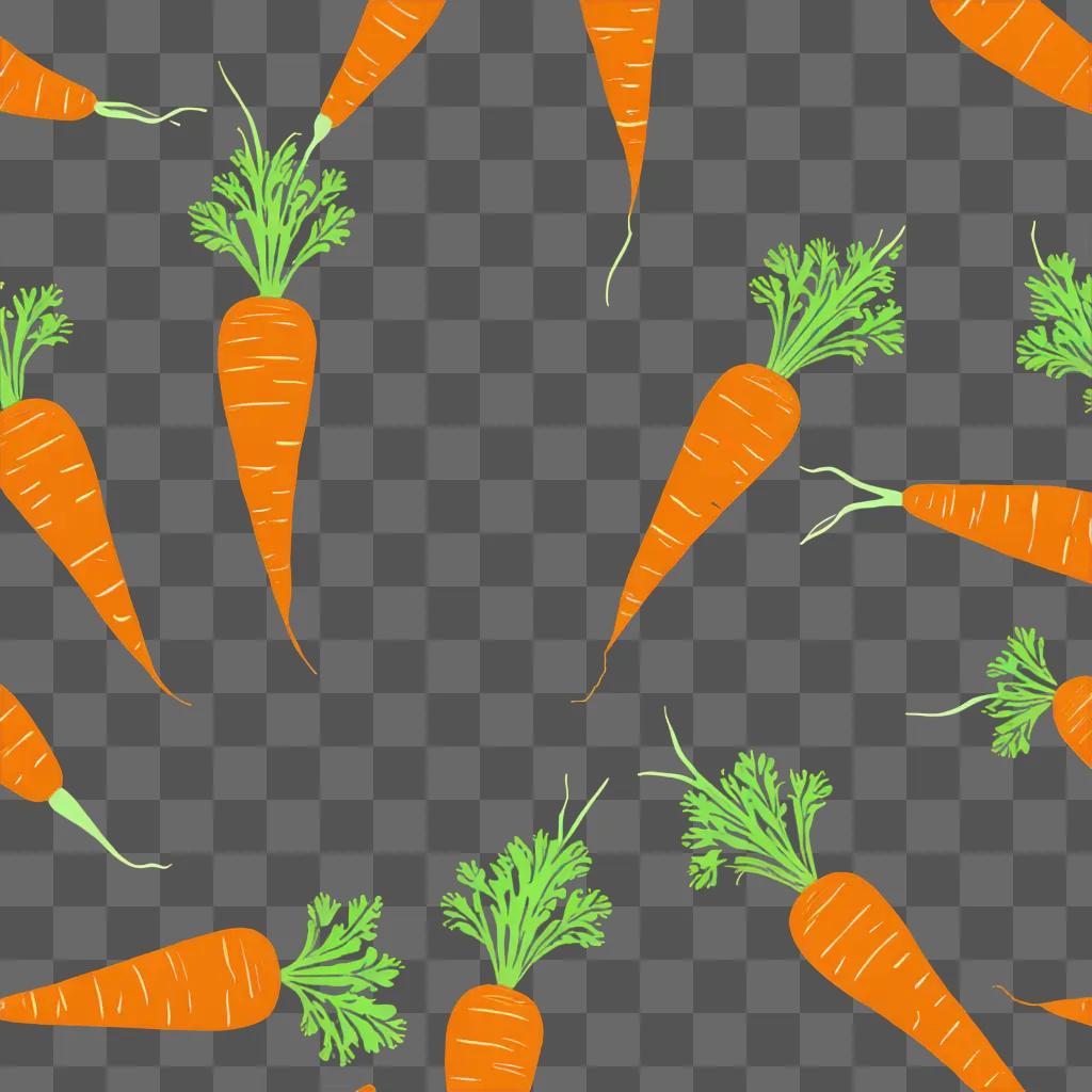 A bright and beautiful carrot drawing on a canvas