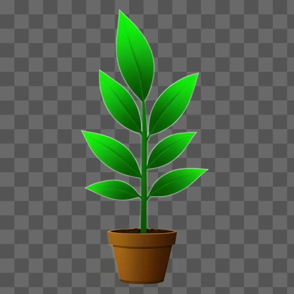 A bright green plant clipart with a glowing background