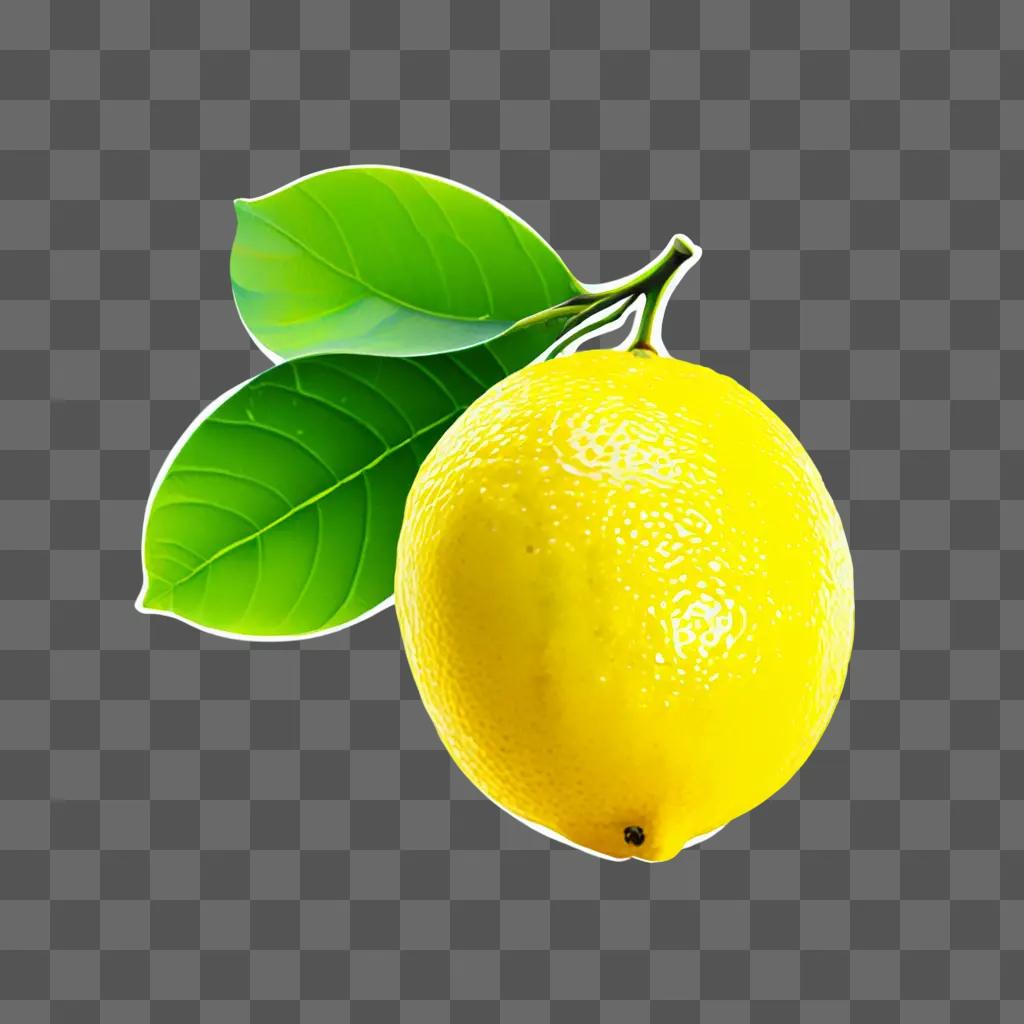 A bright lemon clipart on a green background