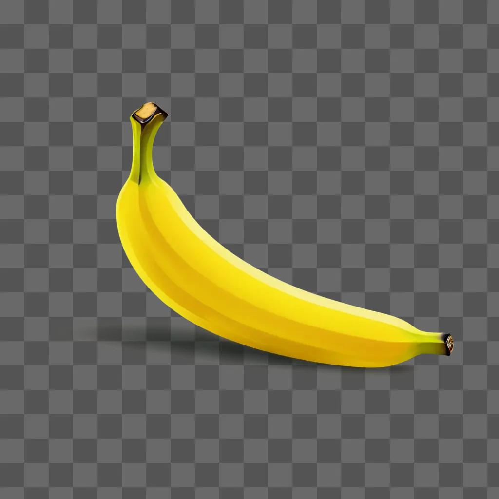 A bright yellow banana with a shadow