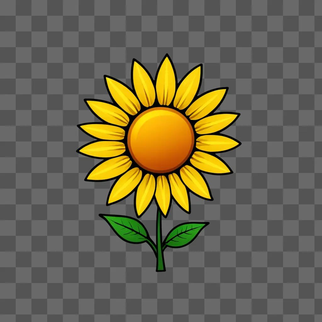 A brightly colored sunflower drawing on a green background