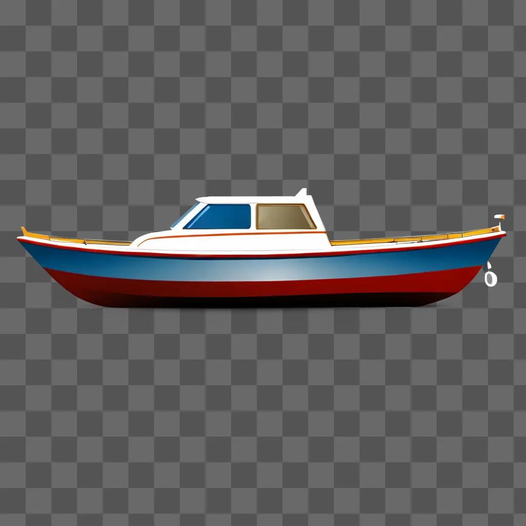 A brightly lit boat clipart is shown on a gray background