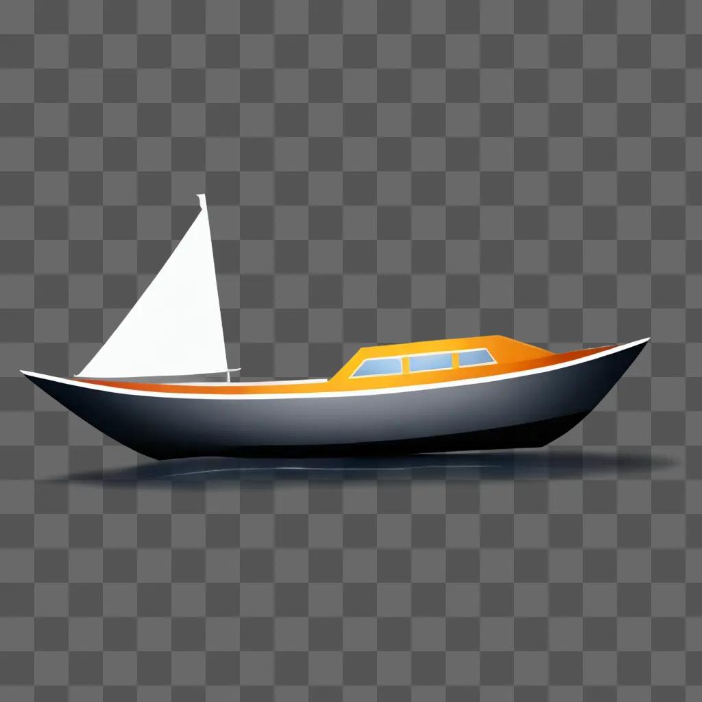 A brightly lit boat clipart on a gray background