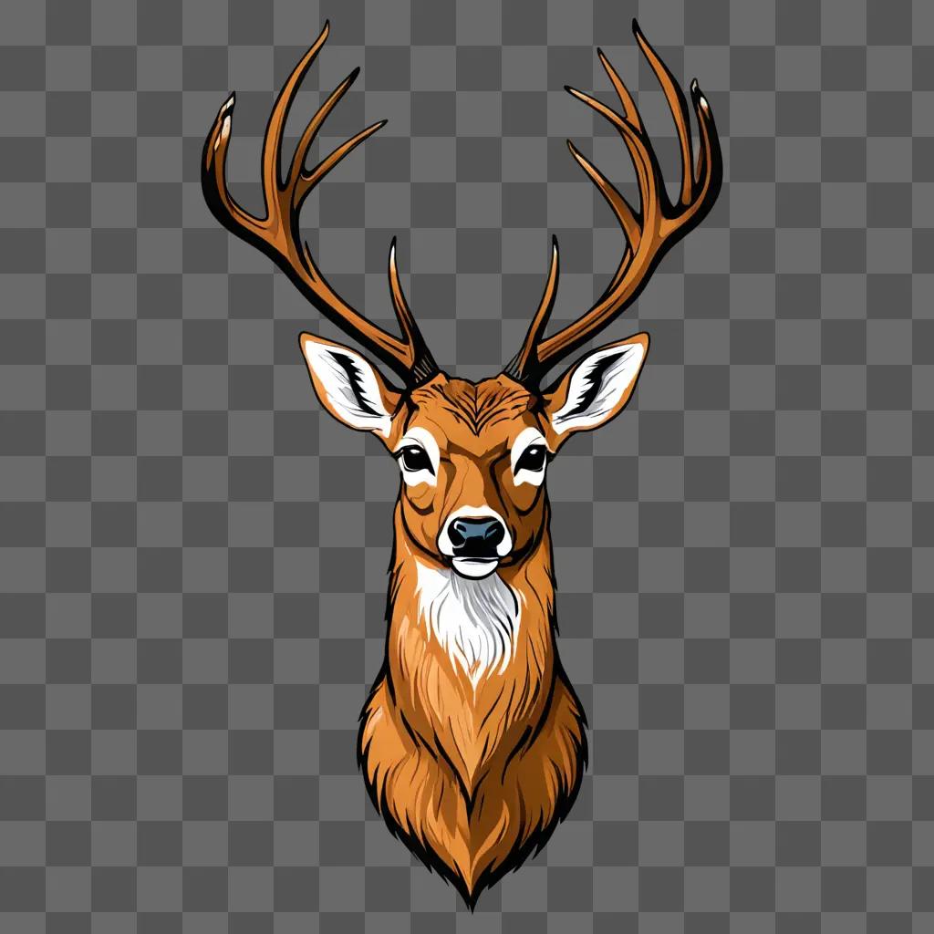 A brown coy deer drawing on a brown background