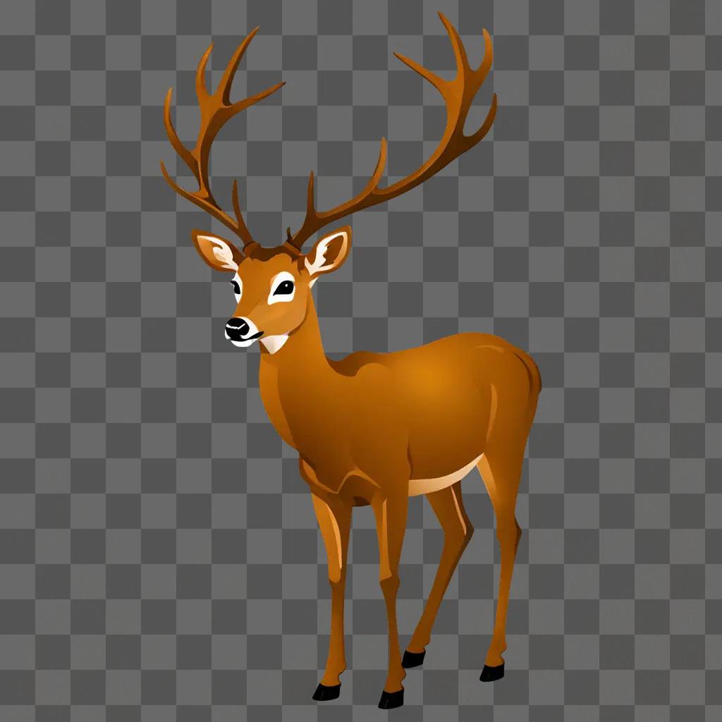 A brown deer with horns on a brown background