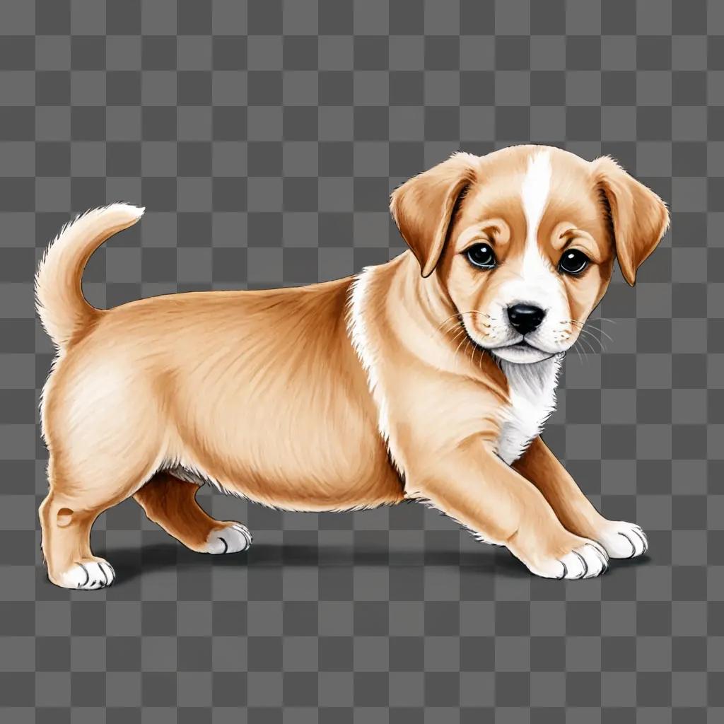 A brown puppy is drawn in a sketch