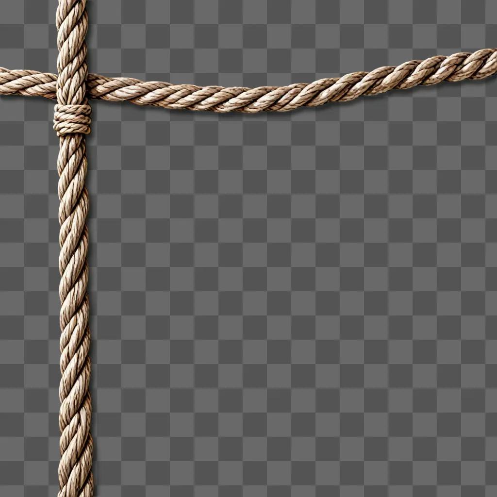 A brown rope is crossed over a brown wall