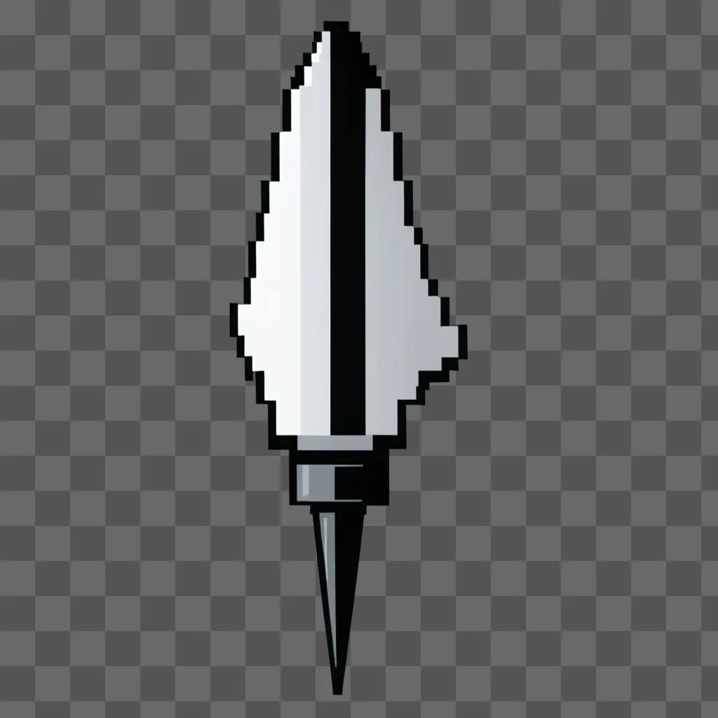 A bullet made of pixels in a black and white setting