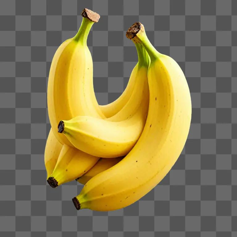 A bunch of bananas illustrated on a yellow background