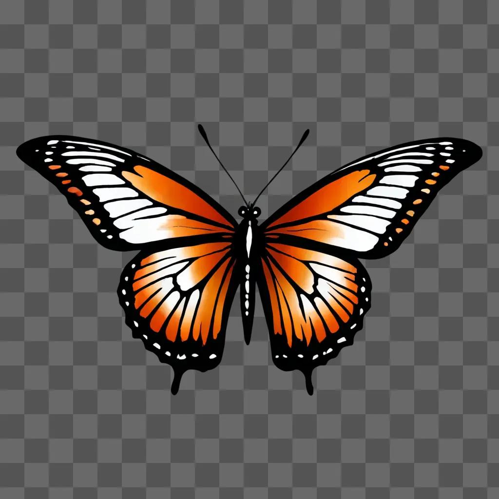 A butterfly is drawn in a black background