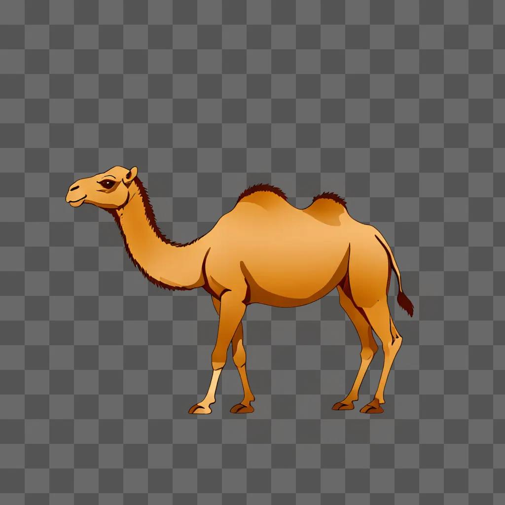 A camel drawing on a brown background