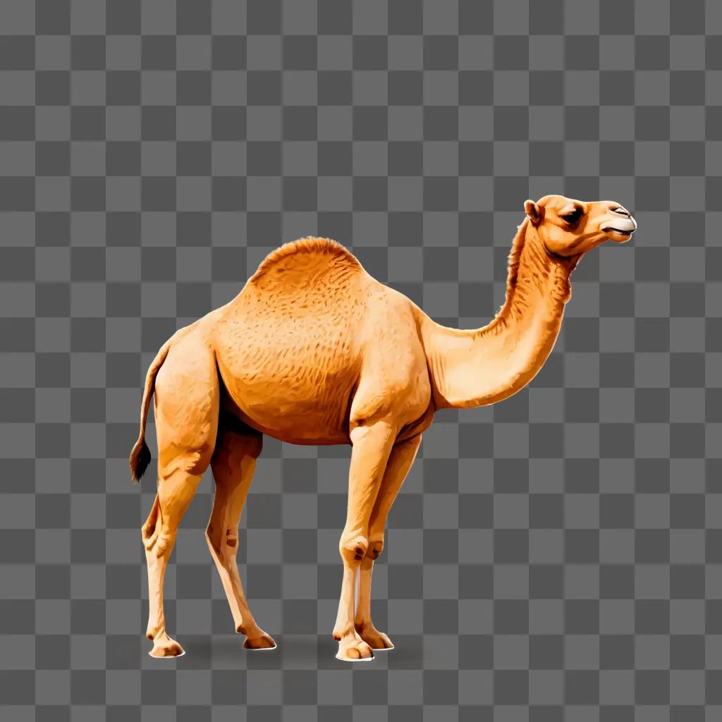 A camel emoji stands on a beige background