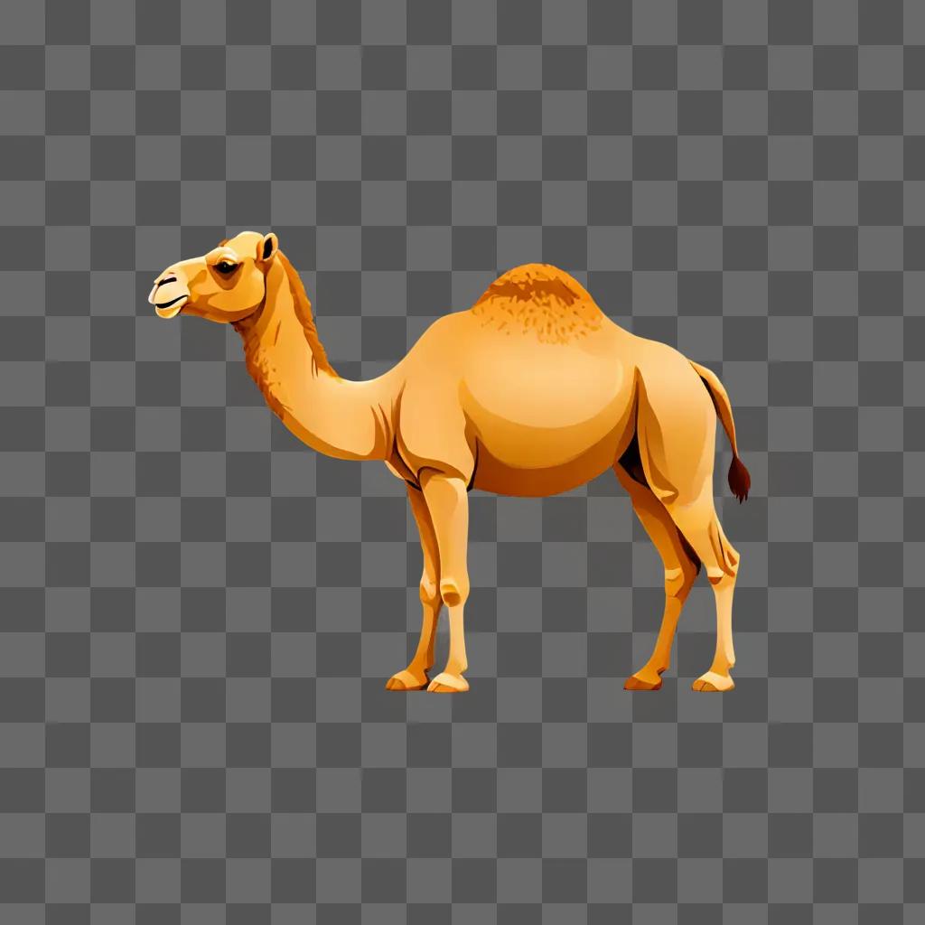 A camel emoji stands on a beige background