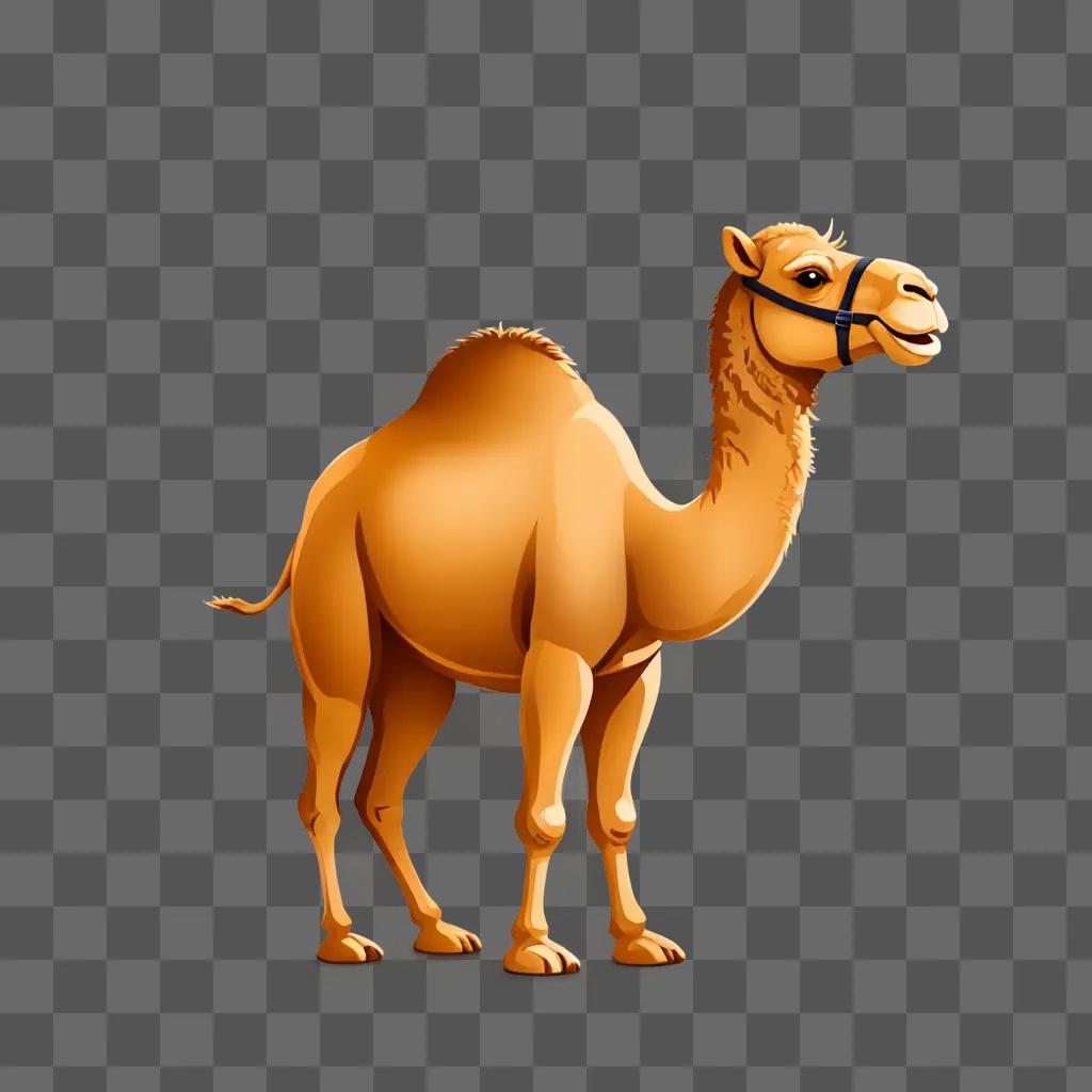 A camel emoji stands on a brown background