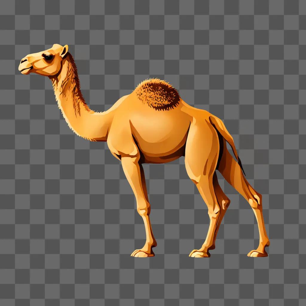 A camel is drawn in a brown drawing