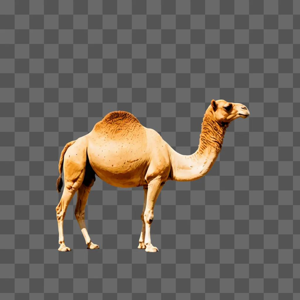 A camel is drawn on a beige background