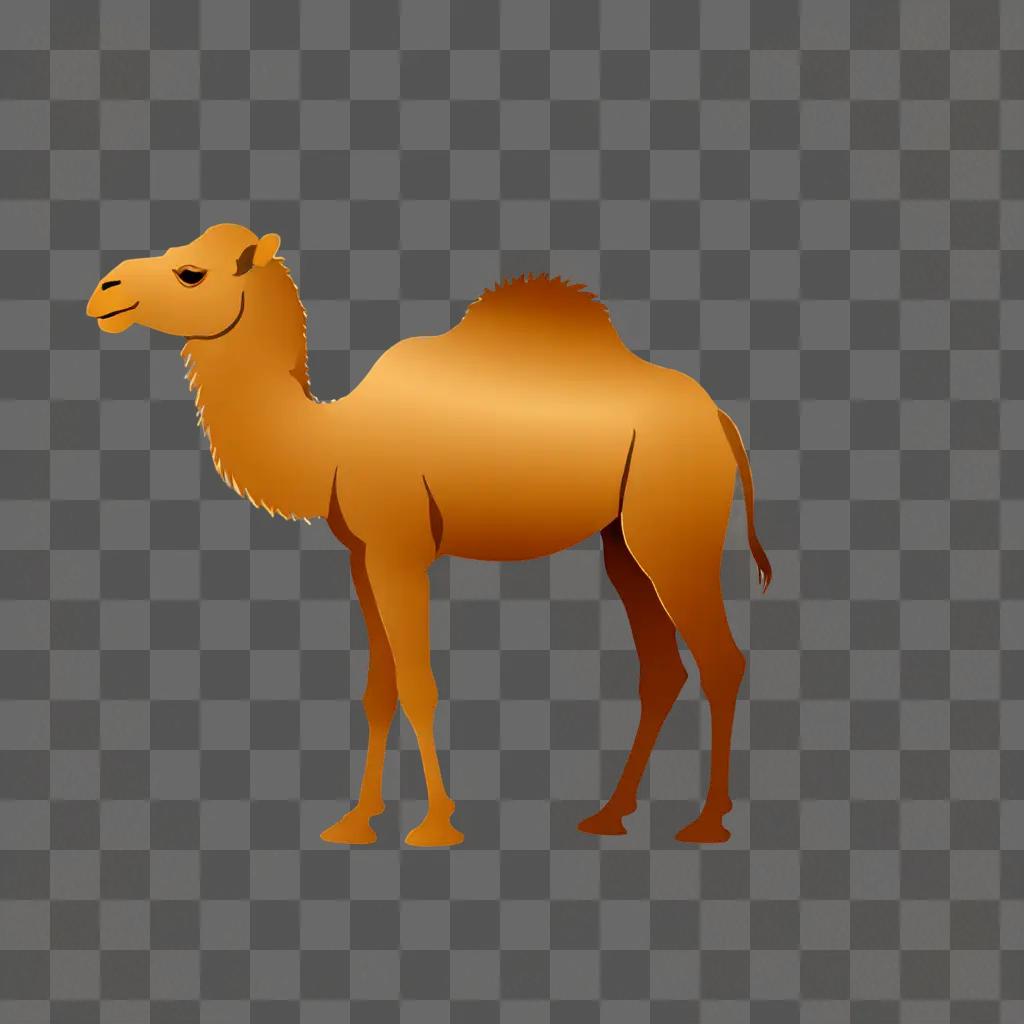 A camel silhouette against a yellow background