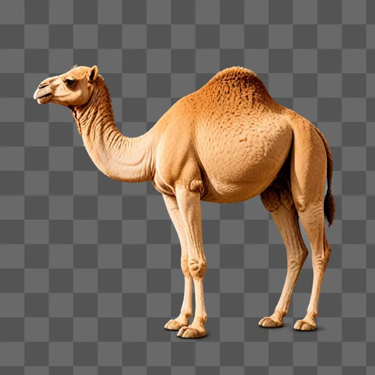 A camel with a smiling face emoji on a beige background