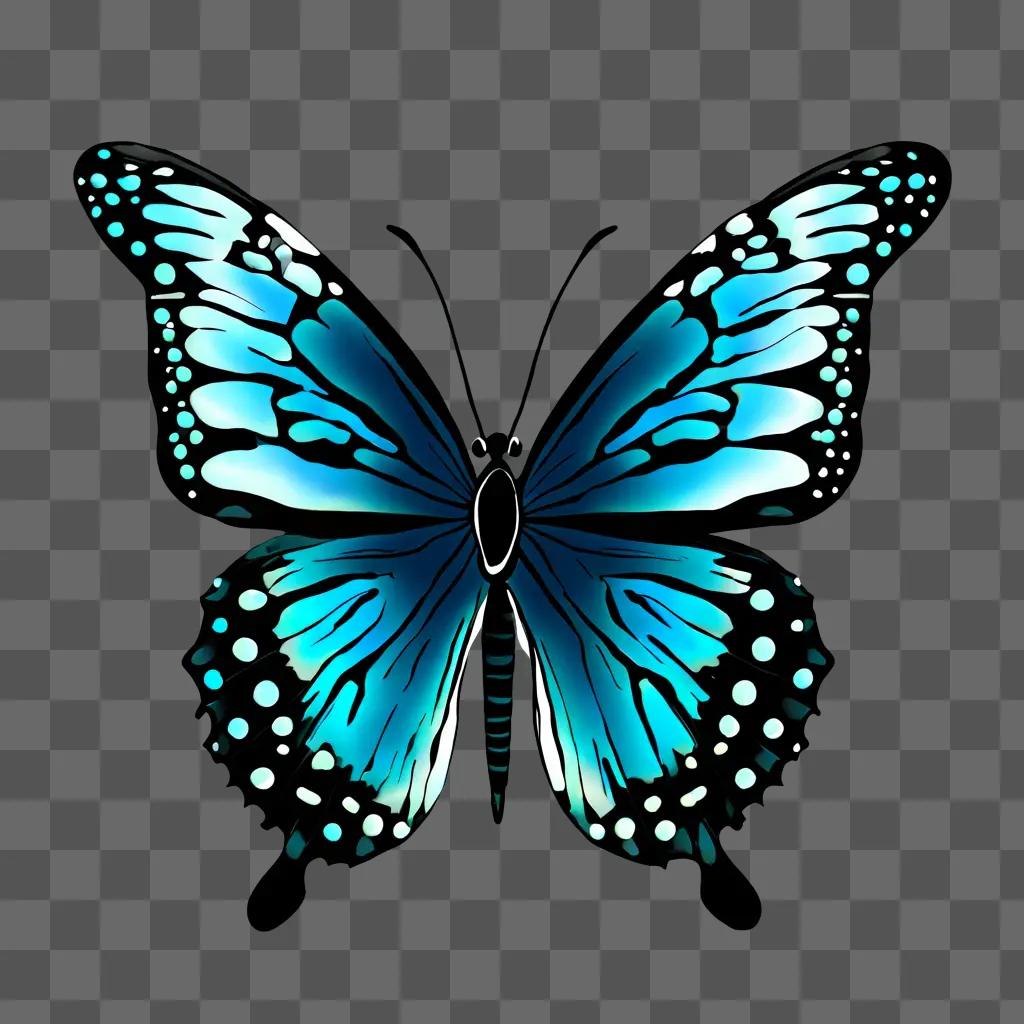 A captivating blue butterfly drawing with a unique design