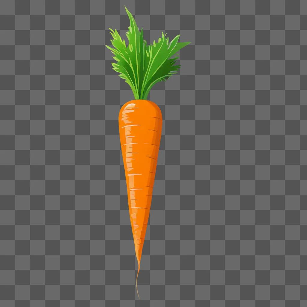 A carrot clipart image with a green stem