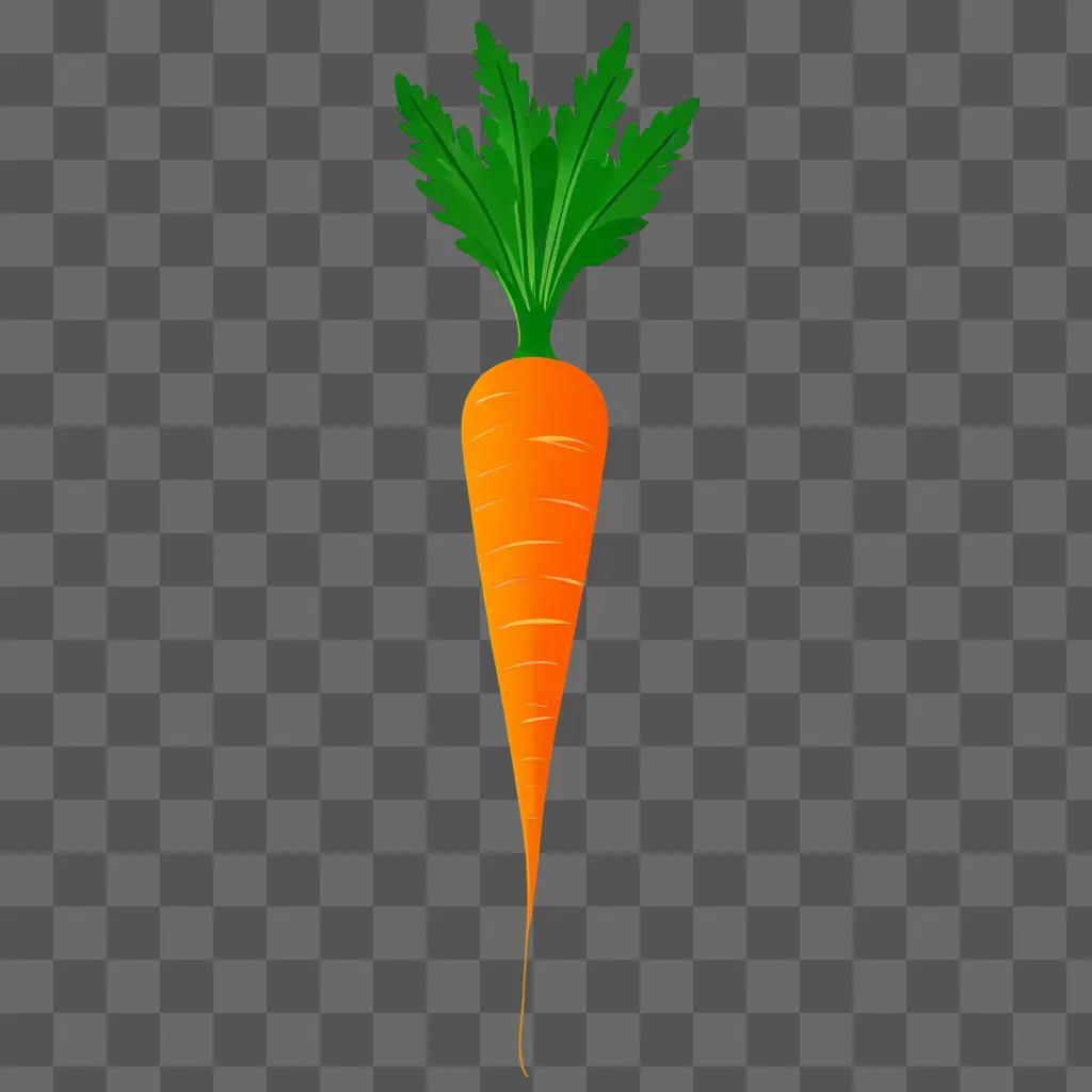 A carrot clipart with a green leaf on top