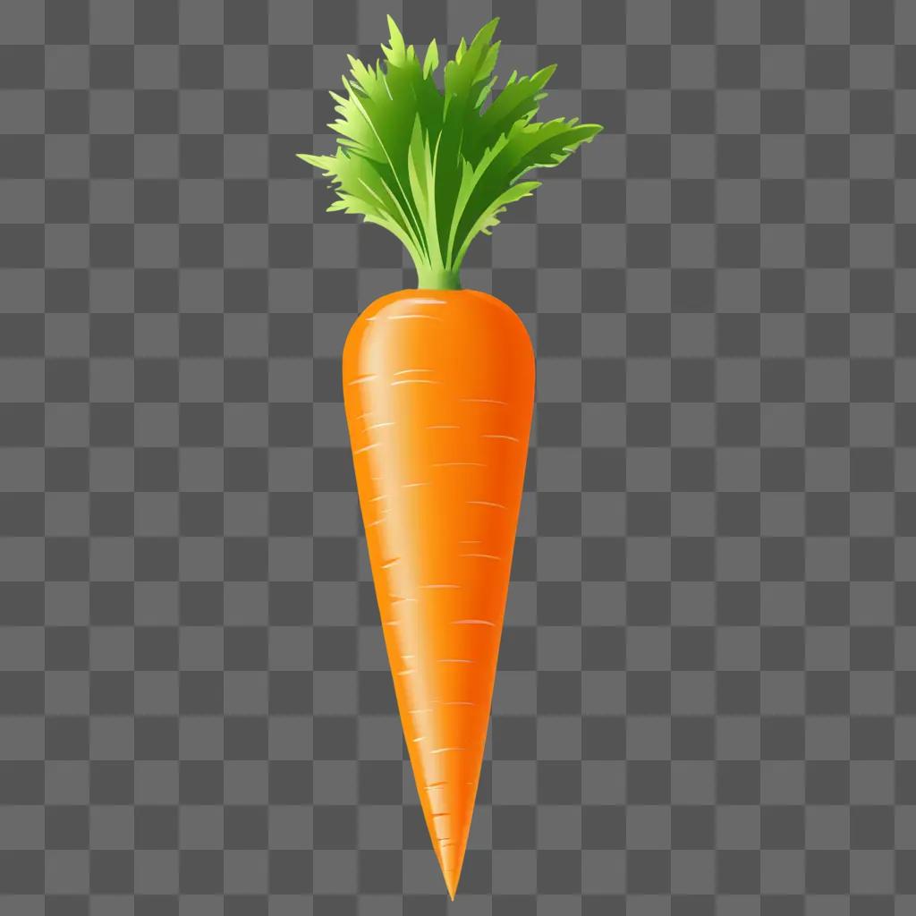 A carrot clipart with a green stem