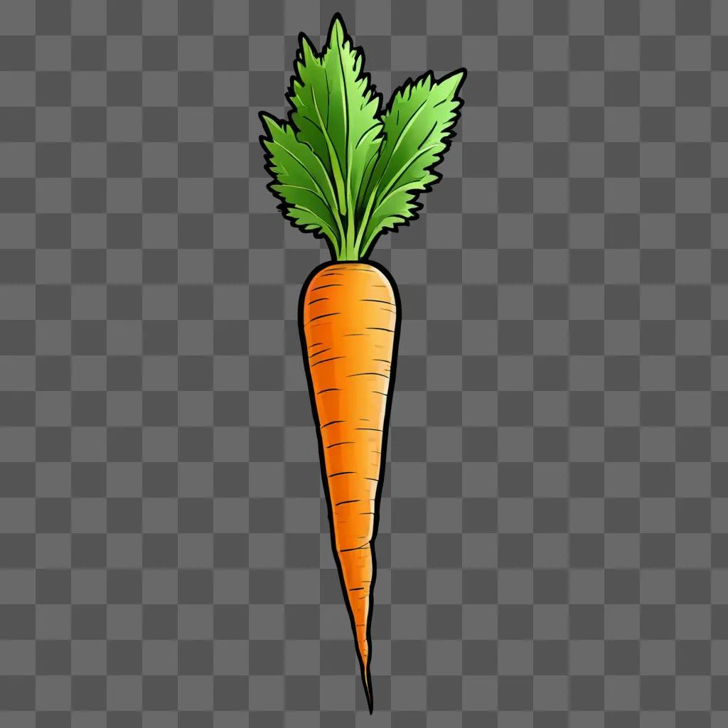 A carrot drawing on a green background