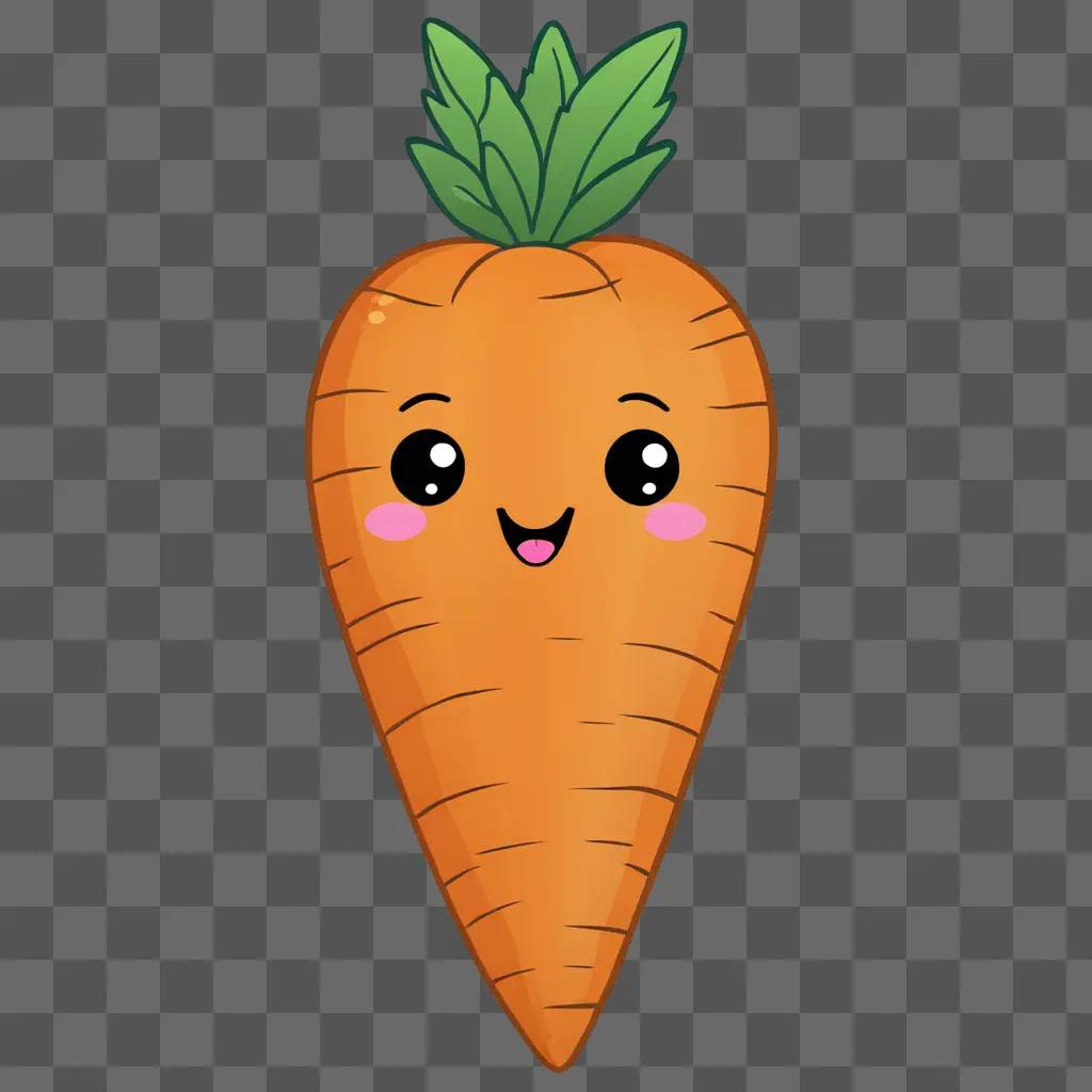 A carrot drawing with a smiling face and pink lips