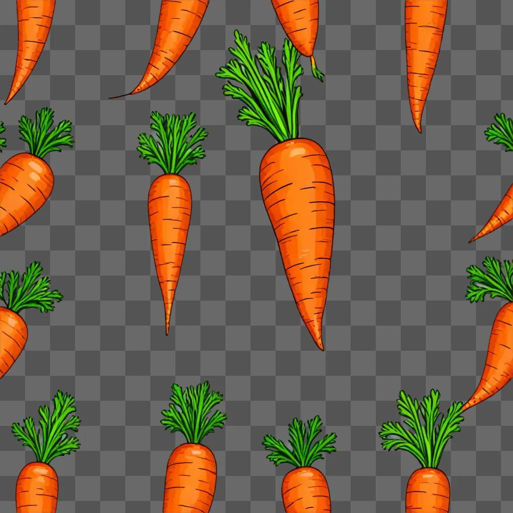 A carrot drawing with a variety of vibrant colours