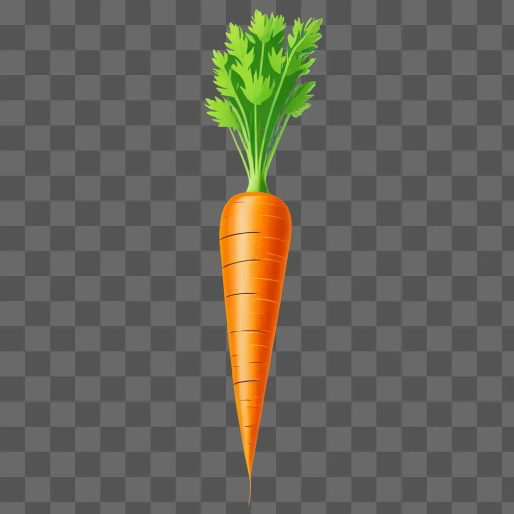 A carrot drawing with green leaves