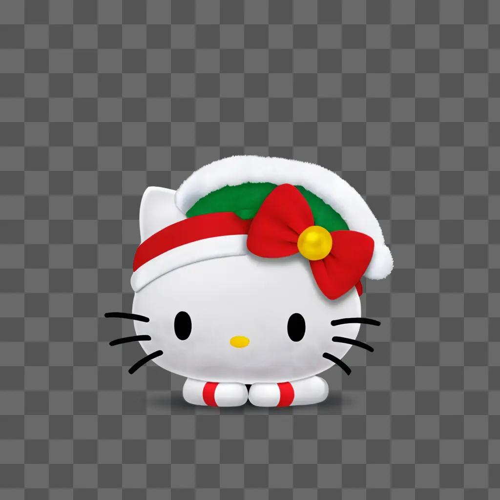 A cartoon Hello Kitty wearing a Christmas hat